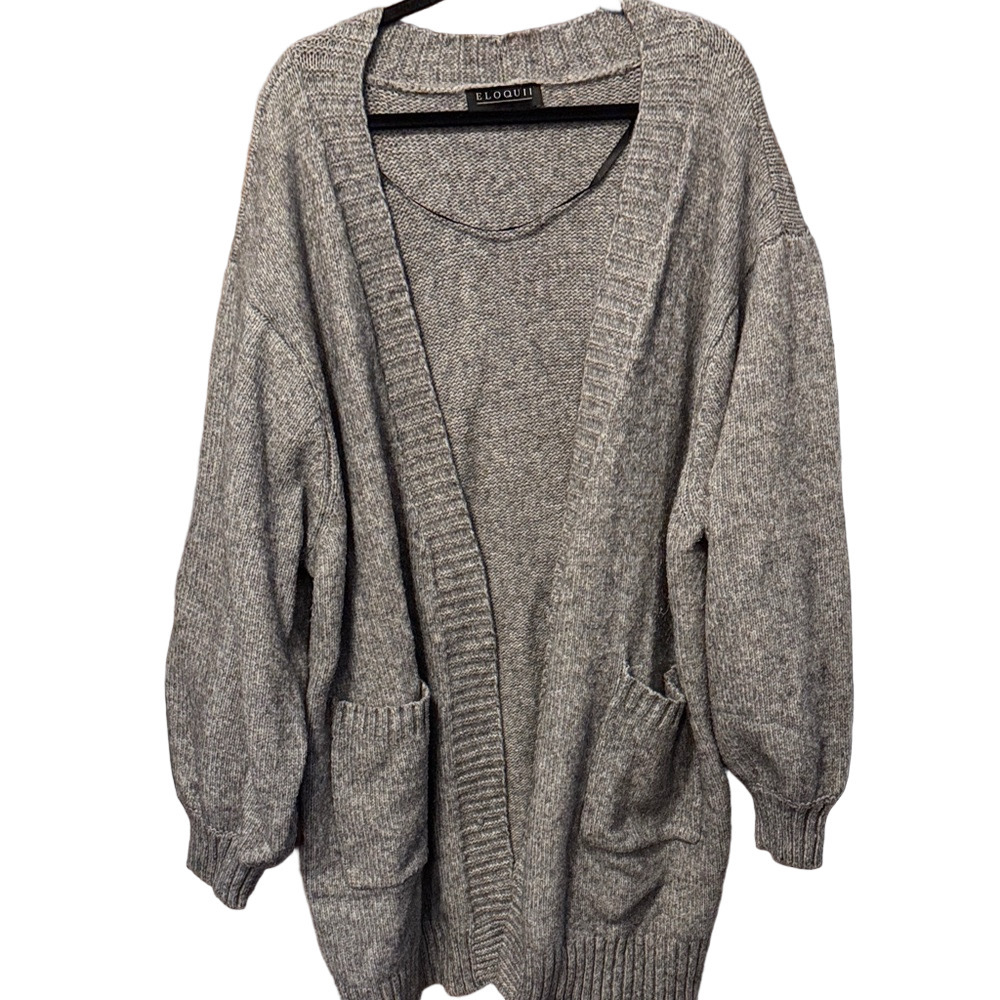 Eloquii Heather Gray Heavy Weight Cardigan Sweater